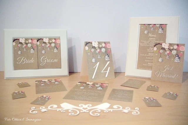 Partecipazioni Matrimonio Personalizzate 10 Pezzi – Stile Peonie Rosa E Foglie Verdi Con Buste E Biglietto Ristorante - 2