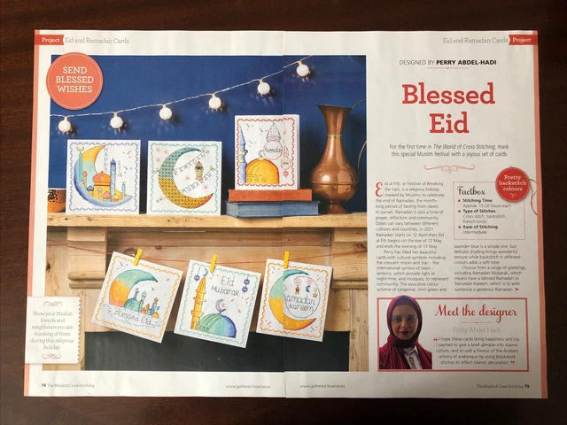 Gráficos de tarjetas de punto de cruz de Eid y Ramadán x 6 **de una revista**