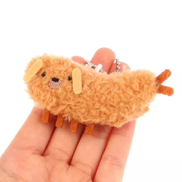 Fried Crayfis Puppy Plush Toy Funny Dog Pendant Doll Keychain Bag Key Ring Decor