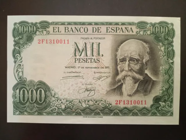 Billete de 1000 pesetas 1971. Sin circular.