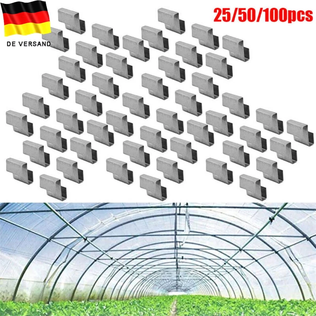 Yuanpgky Gewächshaus Clips 50 Stück - Bogenrahmen Klemmen Für Folie & Schutznetz 5/6/7 Mm