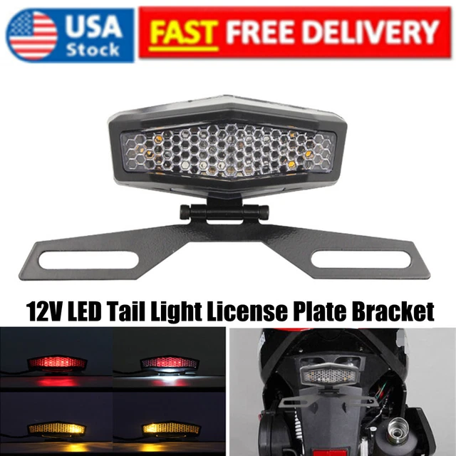 12V Motorcycle Tail Brake Light Rear Lamp License Plate Turn Signal Assembly US