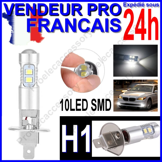 Ampoule LED H1 10 SMD 6000K Xenon Blanc - Pour Antibrouillard/phare, 12V, 100W équivalent