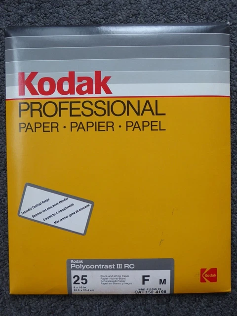 25x 10x8" KODAK POLYCONTRAST III RADIOCONTROL B&W (multigrado) blanco suave brillante
