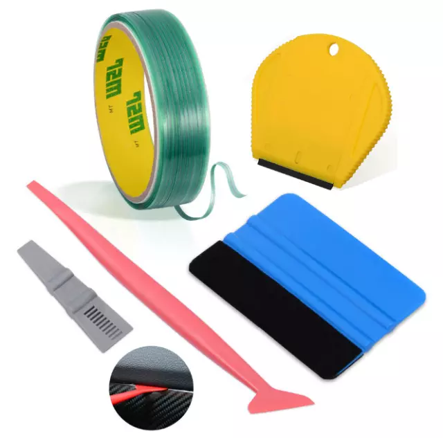5in1 Car Window Tint Tools Micro Squeegee Knifeless Tape Scraper Vinyl Wrap Kit