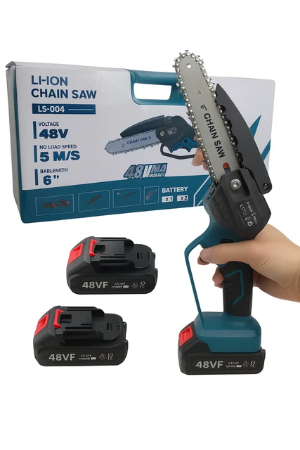 Motosega A Batteria Mini Mini Motosega A Batteria 8 Pollici 68Vf - Elettrosega Senza Filo Per Tagliarami - Verde, Con Lubrificazione Automatica Motosega Per Taglio Rami