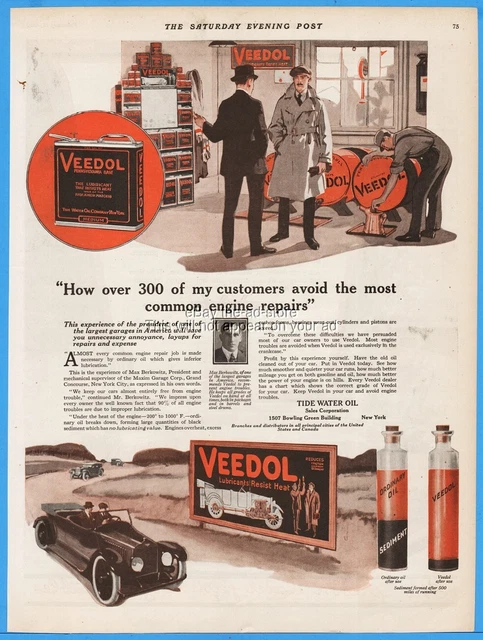 1920 Tide Water Oil Veedol Max Berkowitz Maxim Garage NYC Grand Concourse Ad