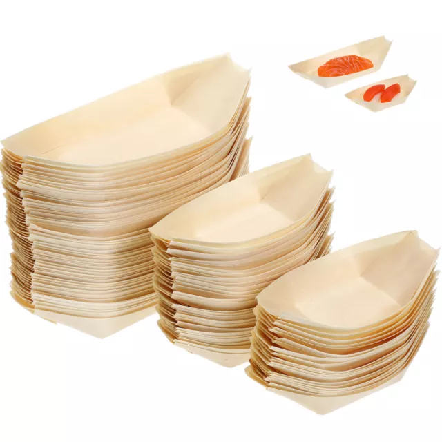 100 Pcs Bateau En Bois Assiette À Sushis De Service Alimentaire Plateau Papier