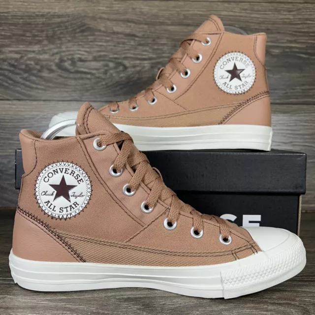 Converse Womens Chuck Taylor All Star Patchwork Hi Clay Brown Shoes Sneakers New