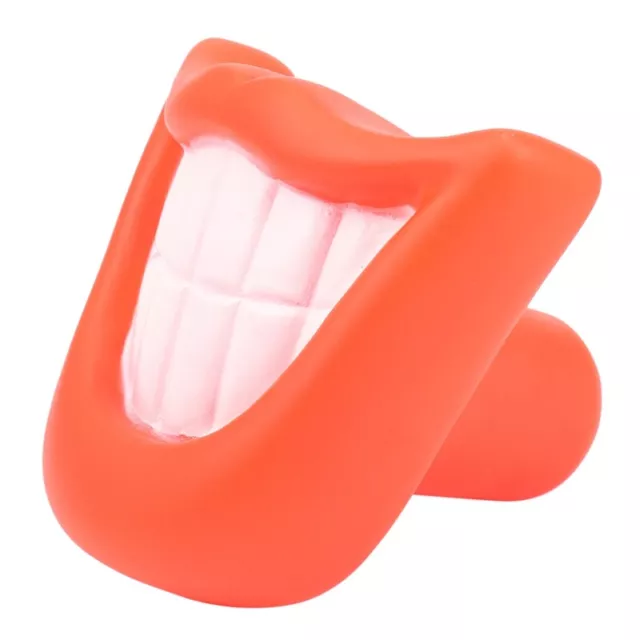 1X(Funny Pet Dog Puppy Chew Sound Squeaky Giggle Big Smile Lips & Teeth Play Toy