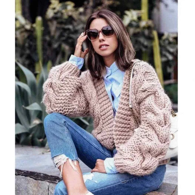 I Love Mr Mittens Taupe Cable Knit Hooded Bomber Wool Cardigan Sweater Size XS/S