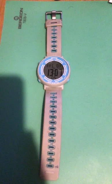 Rider by Rockwell Game Face HRM Gray Blue Watch RGF-104 New Battery Installed !!