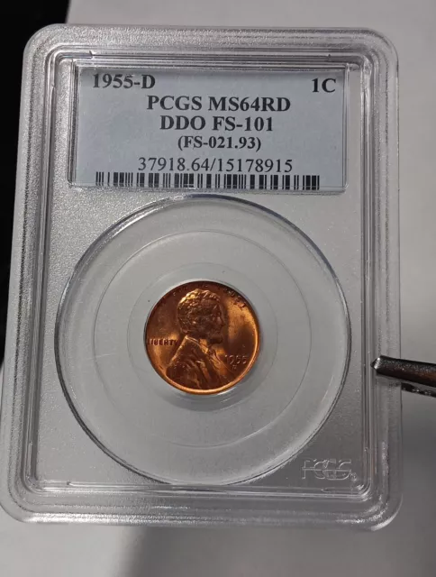 👉1955-D  Doubled Die Obverse Lincoln Cent 1C Penny DDO FS-101 - Pcgs MS 64 Red
