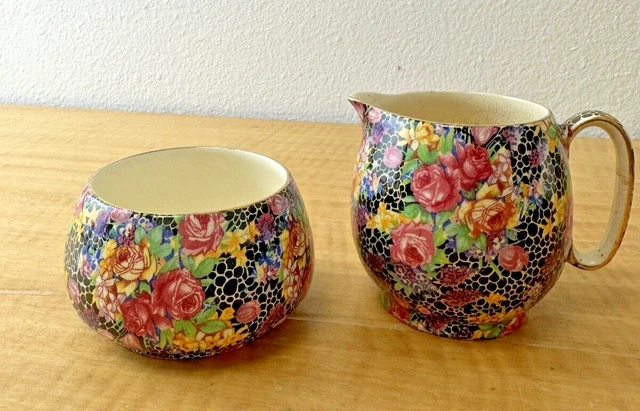Hazel Chintz Royal Winton Grimwades England Cream Sugar Bowl - As Is