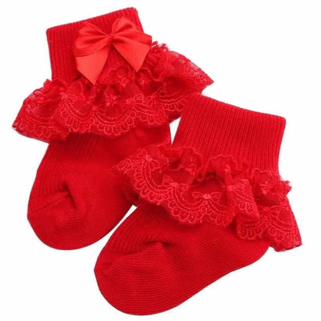 Neonati Bambino Calzini Cotone Battesimo Inverno Increspato Maglia Ginocchio Lac 7