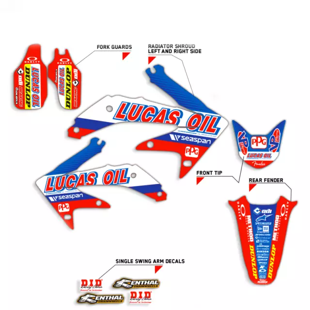 2008 - 2009 Honda Crf 250R Graphics Kit Crf250R Lucas Oil Motocross Decals