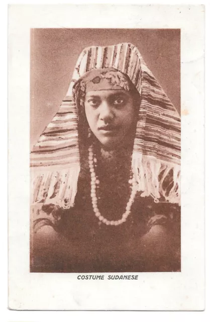 Cartolina coloniale Libia viaggiata 1928 Bengasi-Padova - Costume sudanese