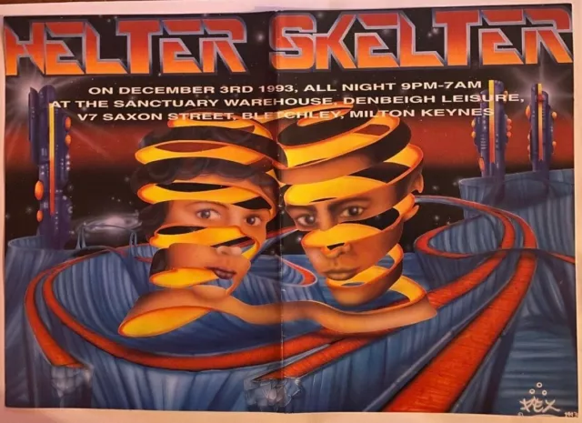 Helter Skelter- A3 Rave Flyer- 3/12/1993- Sanctuary- The Prodigy Live-Art By Pez