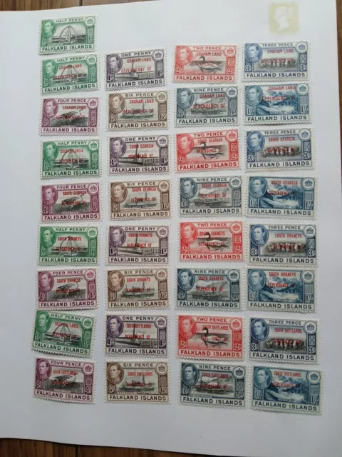 GVI 1944 Falkland Island Dependencies All 4 full sets overprinted  MM