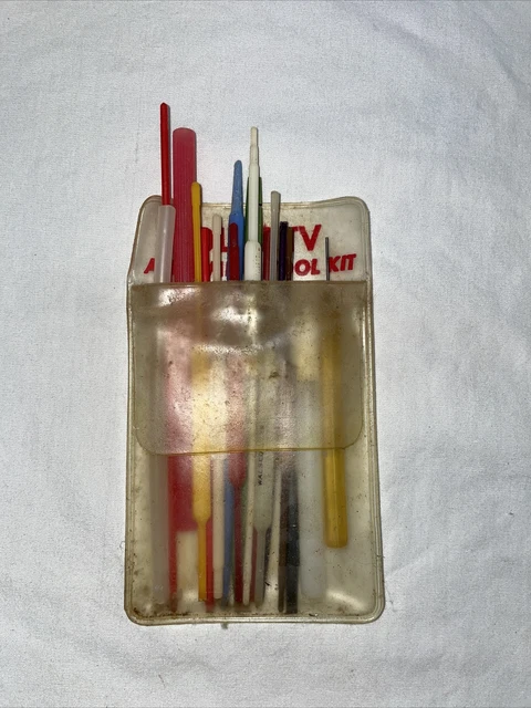  Color TV Alignment Tool Kit Vintage Television Repair Set w/ pocket saver pouch