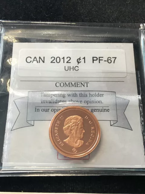 2012  Coin Mart Graded Canadian Small One Cent, **PF-67 UHC**