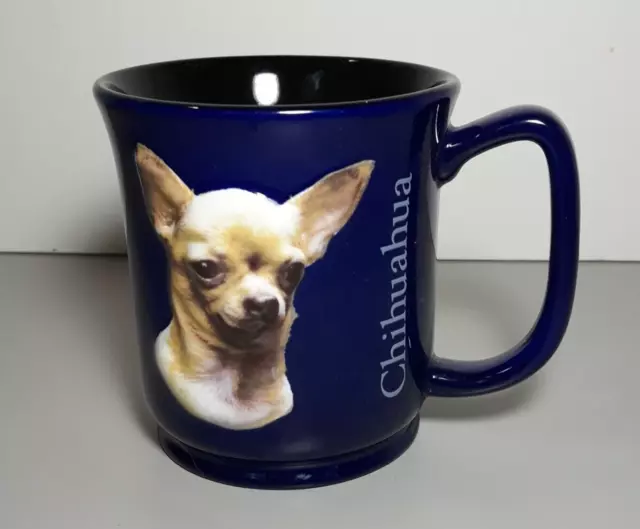 ENCORE Paw Prints Mug Cobalt Blue Chihuahua Coffee Cup 3D Dog Face 2005