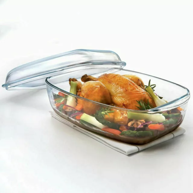 PYREX Glasbräter Bräter Auflaufform Backform Kochschüssel mit Deckel Glas 4,5L