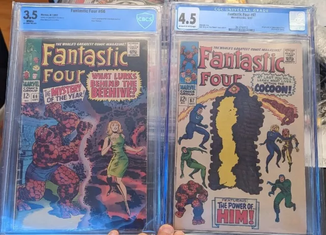 Fantastic Four # 66 Cbcs 3.5 & 67 CGC 4.5 1967 1st App Him Warlock 2 Book Origin