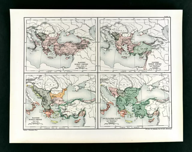 1902 Oxford History Map Eastern or Holy Roman Empire Greece Turkey Asia Minor