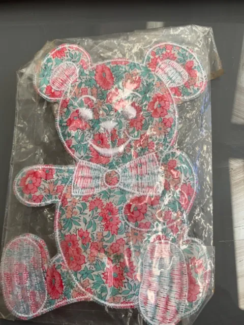 Liberty of London Fabric Emboidered Appliqué Teddy Bear Motif 14 x 9.5 cm Patch