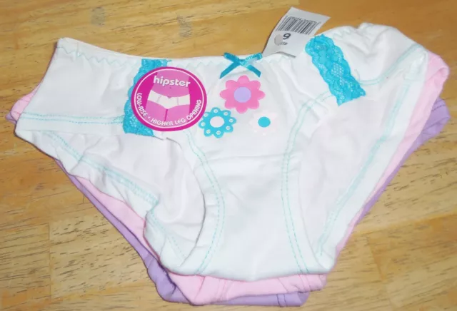 Faded Glory Girls Hipster Rise Underwear 3-Pair Set Size 6  New