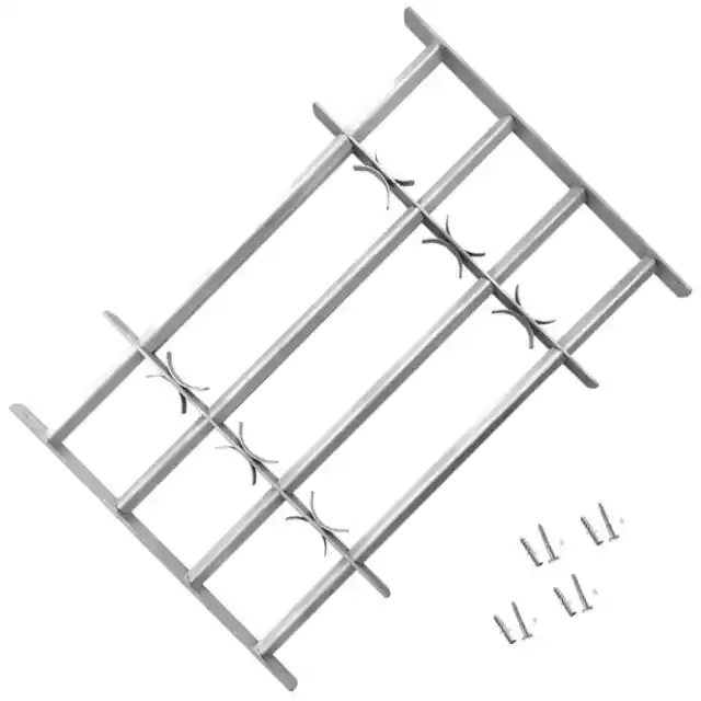 700-1050mm Adjustable Security Grille for Window with 4 Crossbars Bar Safe Steel 2