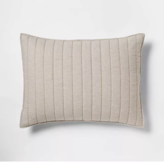 NEW Threshold Tan Flannel Herringbone Pillow Sham  Standard