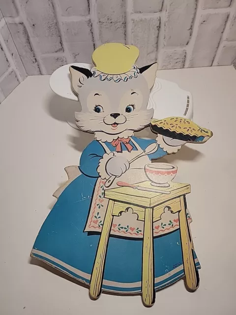 VTG Dolly Toy Co. Three Little Kittens MAMA Cat Wall Art 16" Tall x 9" Wide