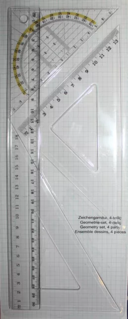 Geometrie Set Geodreieck Lineal 30 cm 4 teilig Linealset Zeichenbedarf zeichnen