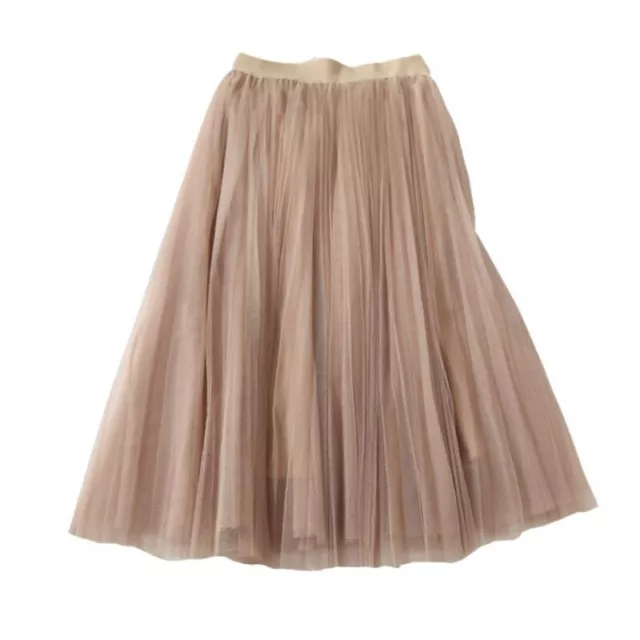 Women Mesh Skirt Tulle TUTU Layered A-line Pleated Princess Midi Sheer Summer