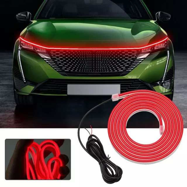Flexible 120cm Red LED Car Parts Hood Day Running Light Strip Auto Accessories