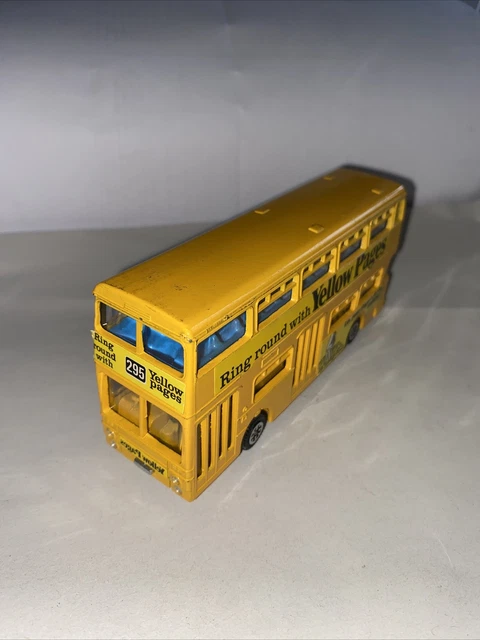 Vintage 1973 Made in England Dinky Toys Yellow Atlantean Double decker bus 295