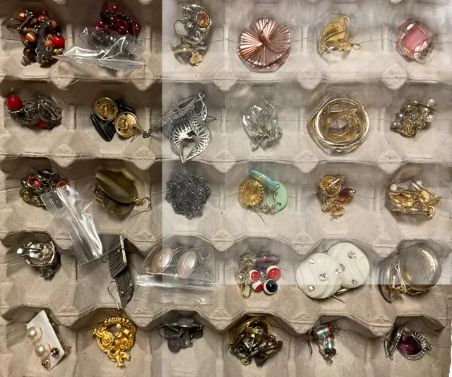 Vintage To Now Pierced Screw On Clip On Earrings Lot Pairs Unsigned