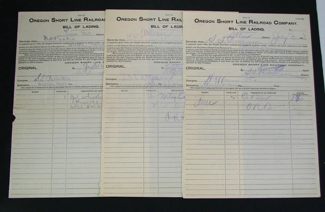 #165 3 old 1897 OREGON SHORT LINE RAILROAD receipts BEER SODA WHISKEY Melrose MT