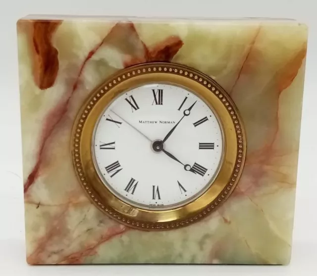 SWISS Vintage Matthew Norman Onyx Desk Clock