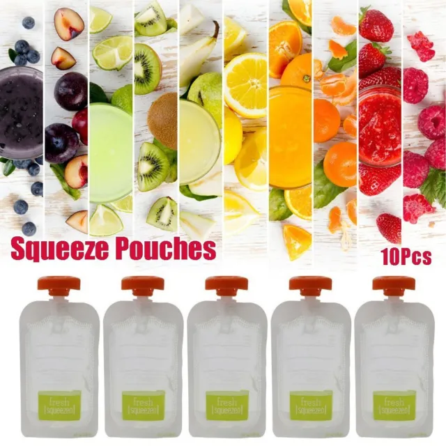 Baby Fruit Puree Squeeze Pouches Pouch Bag Kitchen Dispenser Food Storage Bag