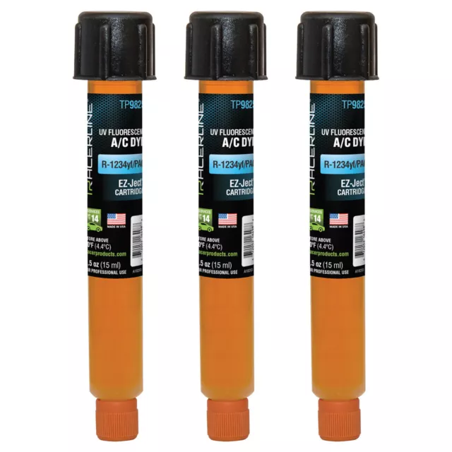 Tracerline TP9825-P3 EZ-Ject A/C Dye for R-1234yf/PAG 0.5 oz cartridge, 3 Pack