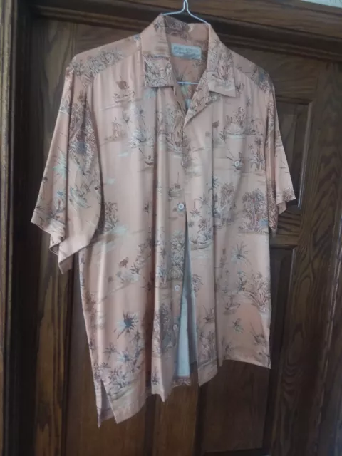 Island Republic 100% Silk Button Up Shirt Mens S Short Sleeve Tropical Hawaiian