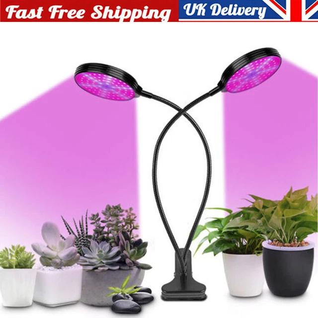 2 Head UV Grow Lamp Light LED For Growing Indoor Plants Veg 30W Full Spectrum UK