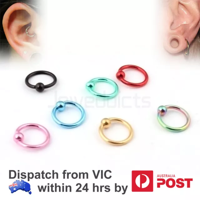 1-6x Captive Bead Universal Piercing Ring Ear Tragus Lip Helix Surgical Steel