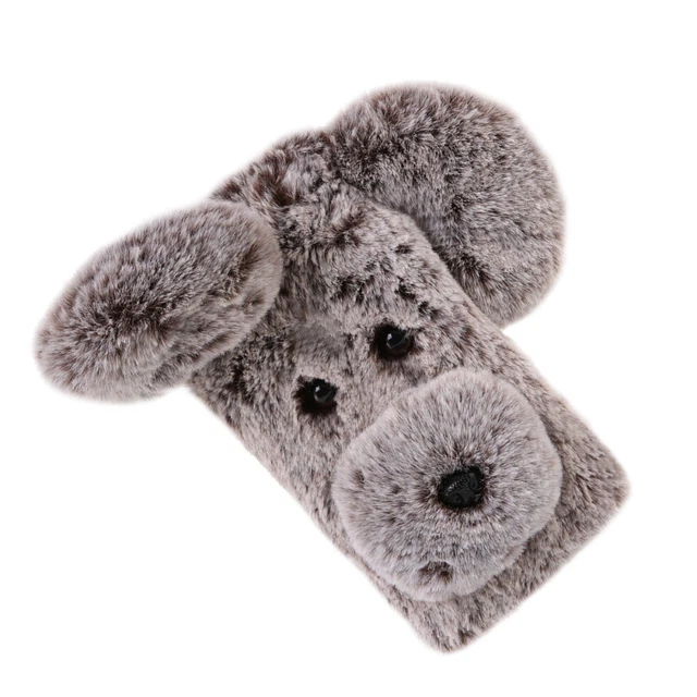Doux chien en peluche à motifs cas de téléphone mignon mode hiver garder 4