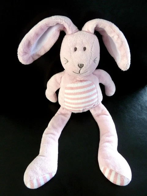B5- DOUDOU PELUCHE LAPIN SIMBA TOYS ROSE RAYE BLANC 28/38 cms - TBE