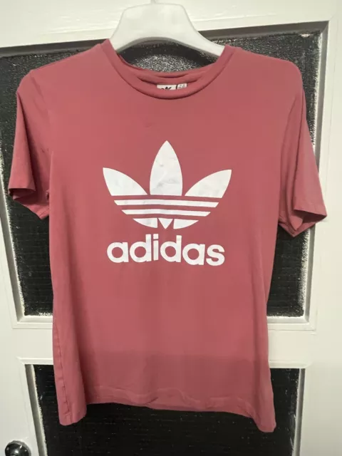 Adidas Women’s Originals Short Sleeve T Shirt Sports Top size 14 Pink Gym Wear