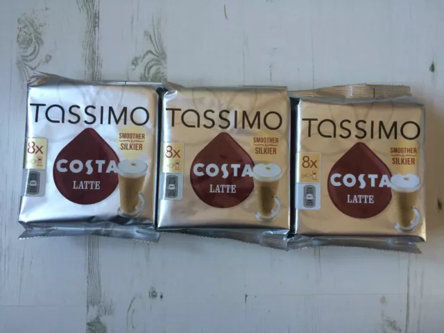 Tassimo Costa Latte 3 Pack - 24 Drinks Extra Large Cup Size 325ml T Disc Pods